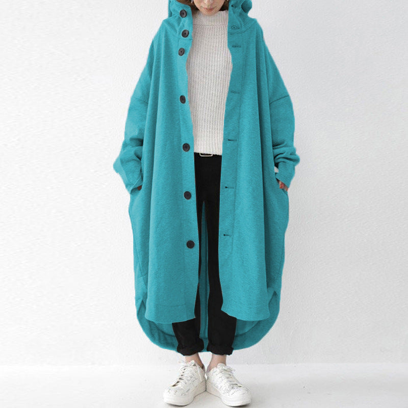 New Autumn And Winter Women'S Windbreaker Jacket, Women'S Hooded Mid Length Jacket