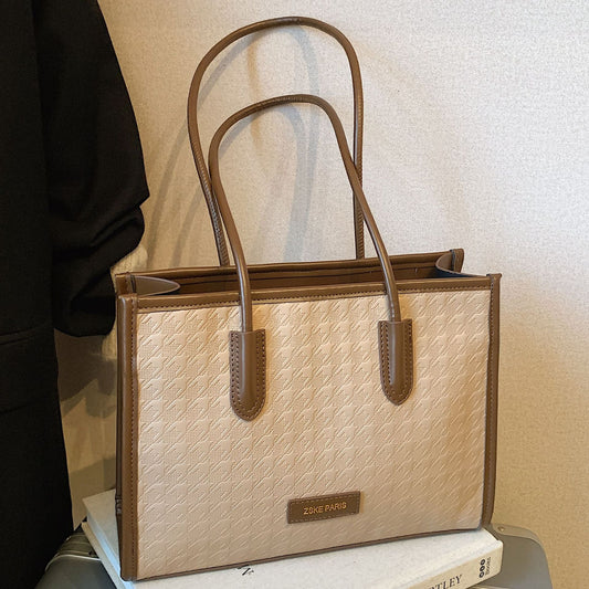 Large Capacity Houndstooth Tote Bag For Women Casual Stylish