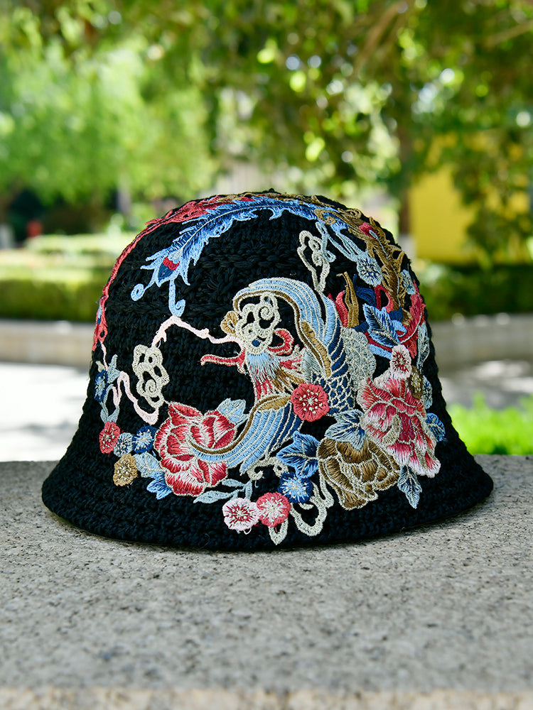 Spring Summer Fisherman Hat Embroidered Big Head Cover Face Uv Protection Hat Big Brim Sun Hat, Outdoor Hat