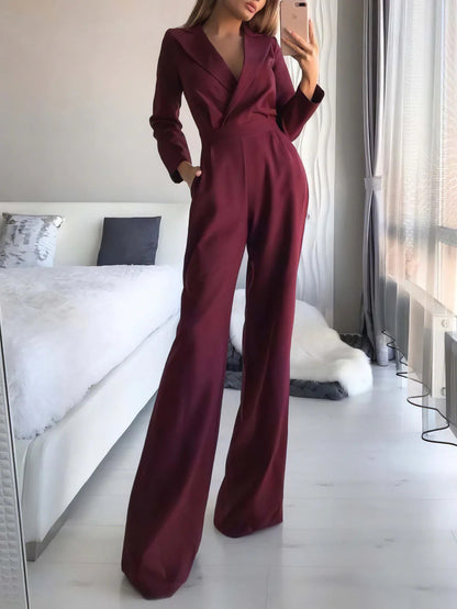 Elegant Midi Jumpsuit With Side Closure In Polyester