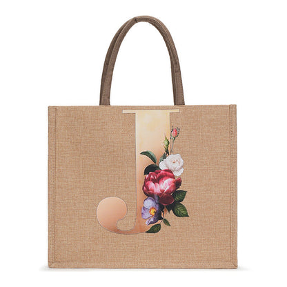 Trendy Hemp Tote Bag with Stylish Prints