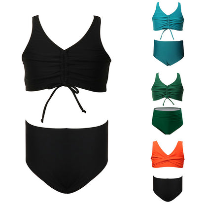 Girls' Two-Piece Swimwear Cute Solid Color Bikini