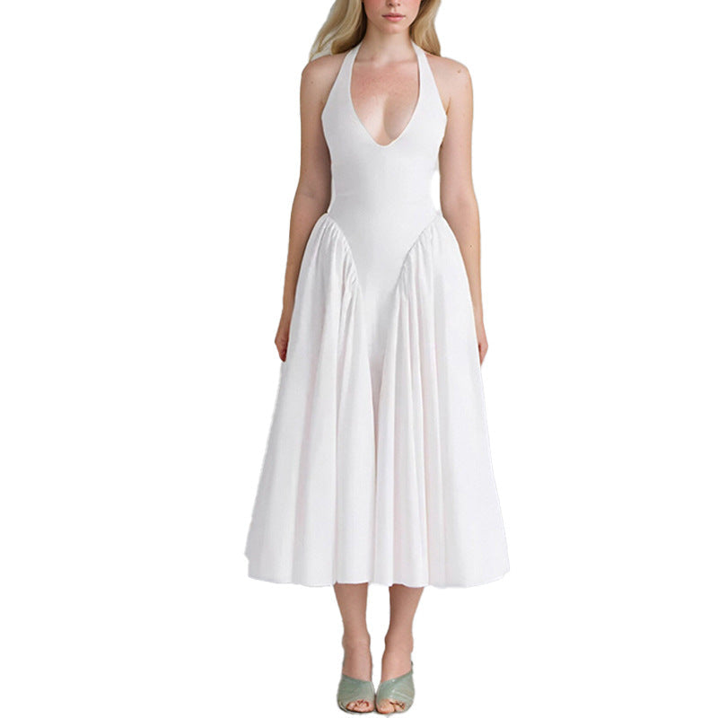 V-Neck Sleeveless Maxi Dress Elegant Casual Polyester