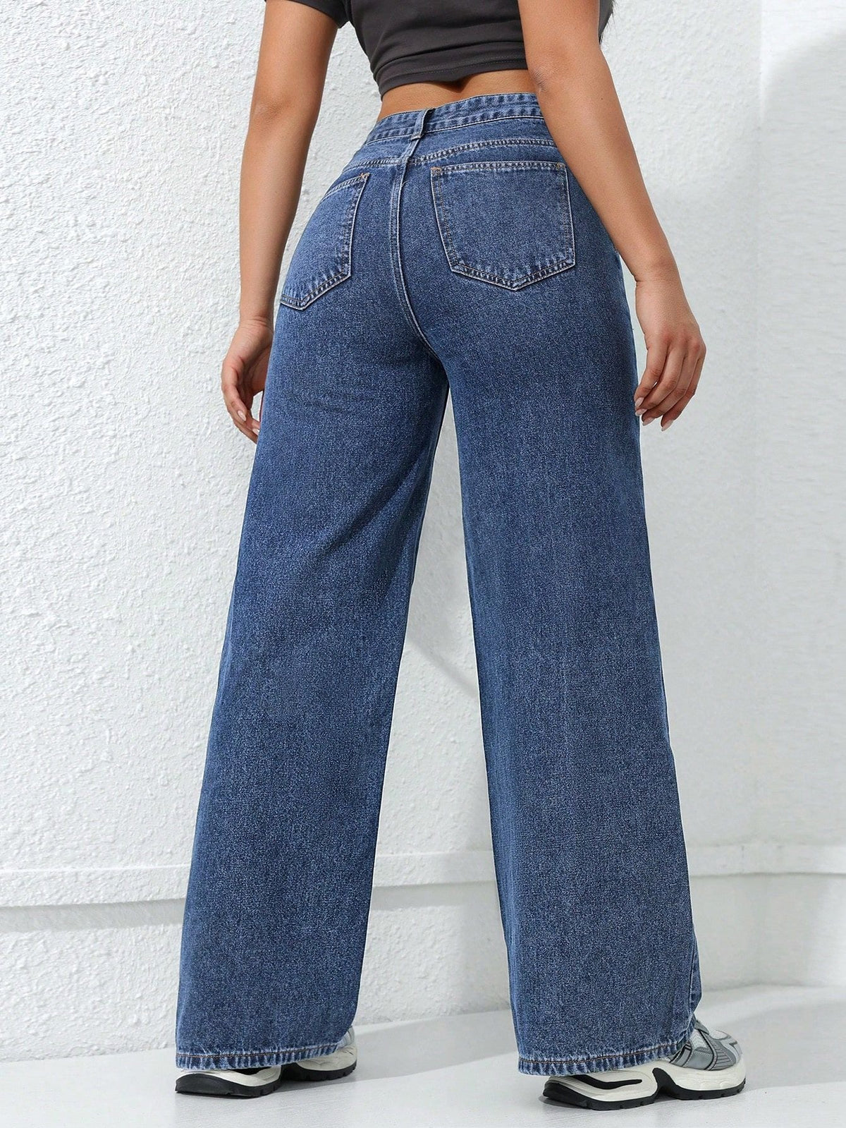 Trendy Washed Wide Leg Baggy Denim Pants