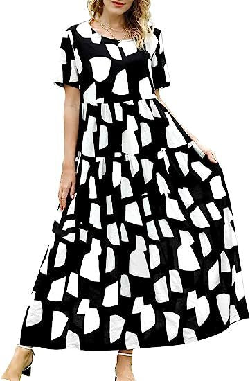 Summer Beach Medium And Long Dress Comfortable Pleated Dress Casual Loose Floral Dress