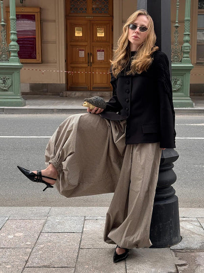 Retro Brown Lantern Pants Casual Lightweight Breathable Trousers