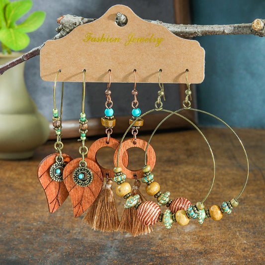 Bohemian Tassel Earrings Set Vintage Style Fashion Jewelry