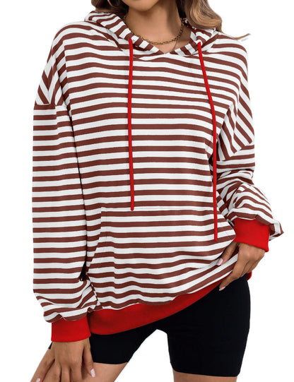 Color Block Striped Hooded Hoodies