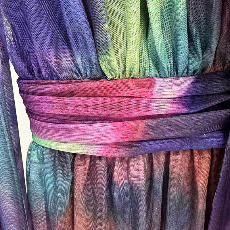 Abstract Print Maxi Dress Elegant Vacation Wear