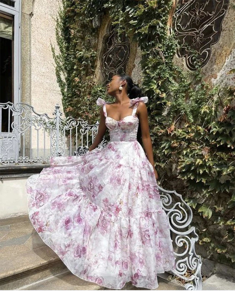 Elegant Long Sleeve Off-Shoulder Dress With 3D Floral Design