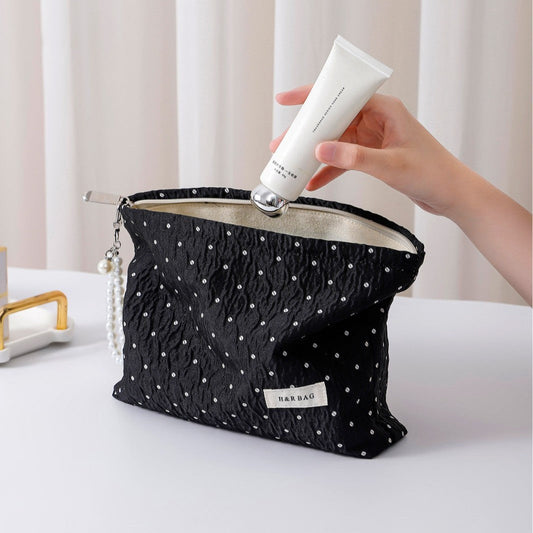 Polka Dot Color Block Simple Cosmetic Bag