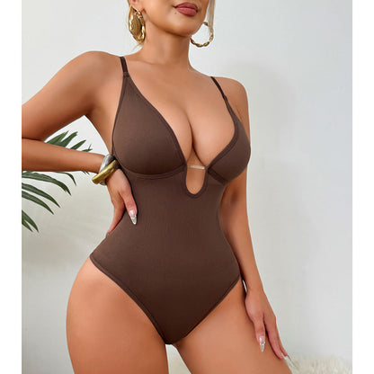 Deep V Neck Slim Fit Sexy Bodysuit For Women