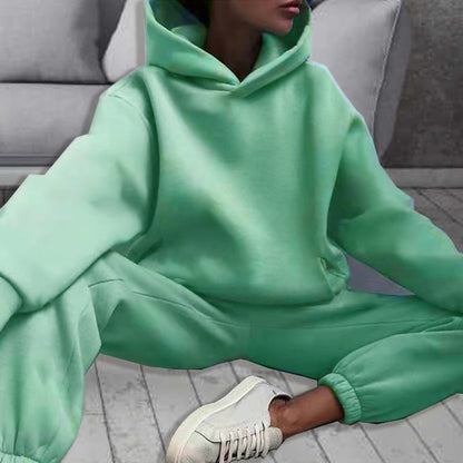 Hooded Sweatshirt And Long Pants Set Casual All-Season Outfit