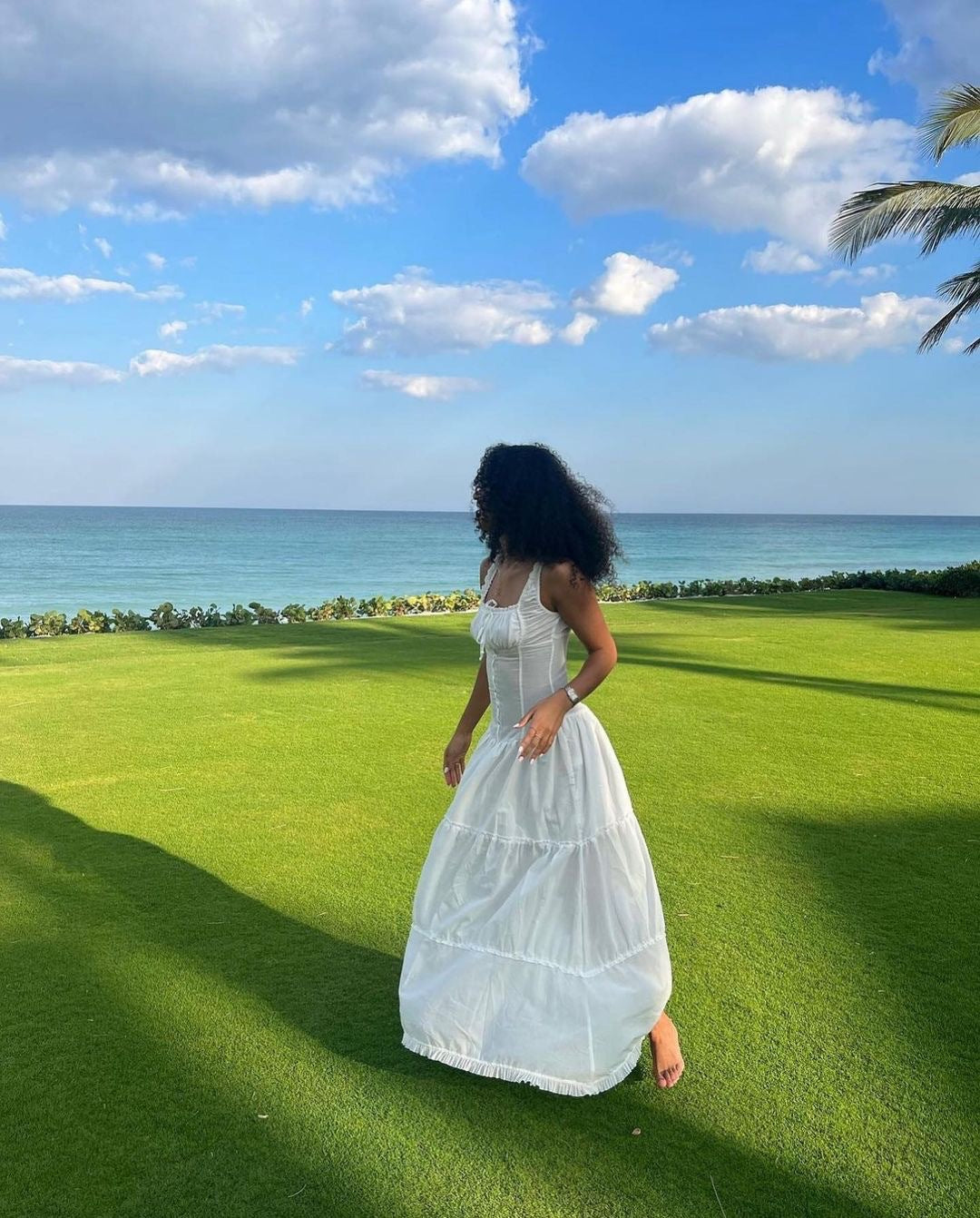 New Lazy Resort Style Pleated Front Cuff Design Extra-Long Dress Goddess Skirt Swing Skirt