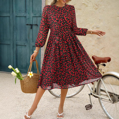 Floral Print Tie Waist Maxi Dress for Women