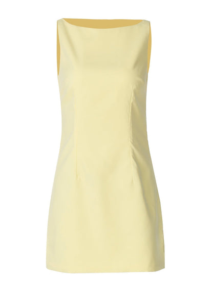 Sleeveless Bodycon Mini Dress In Yellow Structured Fabric