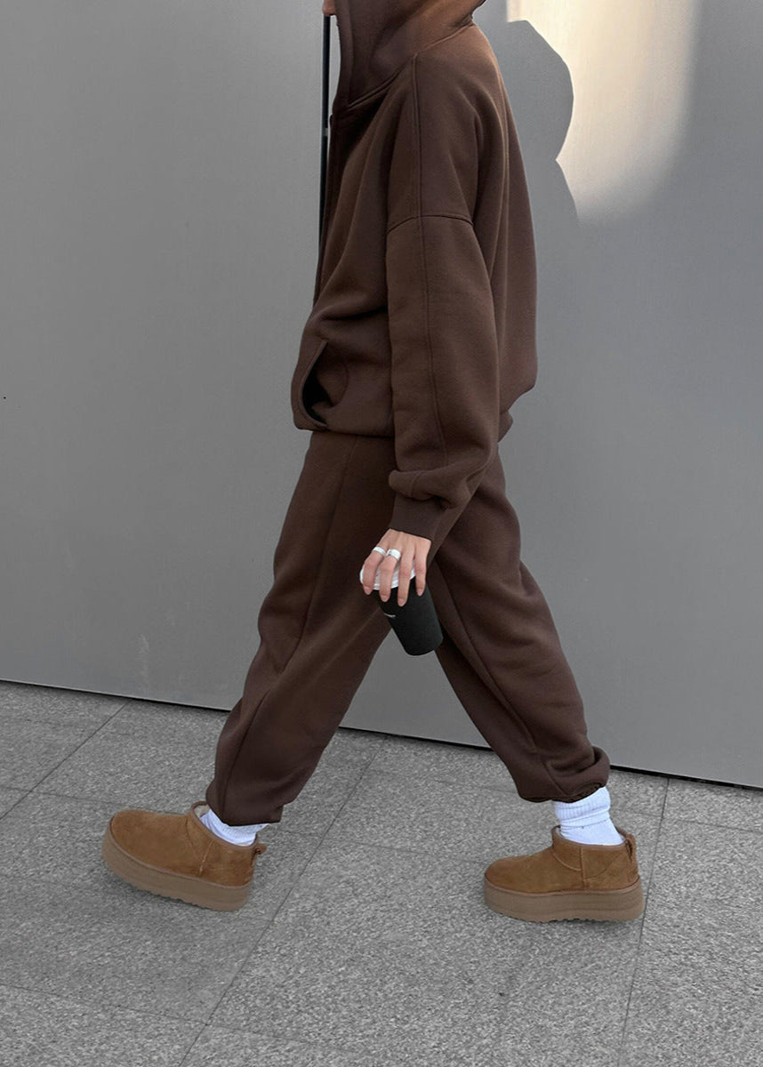 Oversized Knit Zip Hoodie And Sweatpants Set