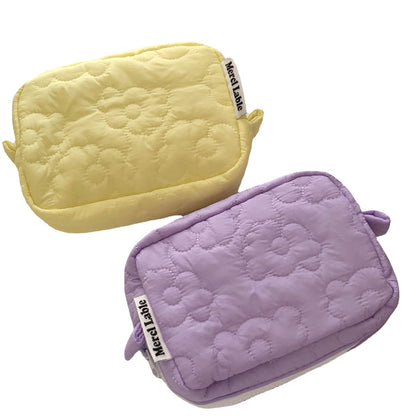Colorful Makeup Bag Cute Storage Pouch Mini Quilted Floral Clutch