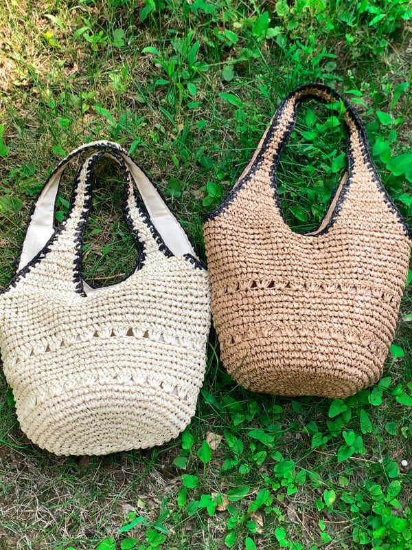 Women's Trendy Straw Shoulder Bag Casual Beach Tote