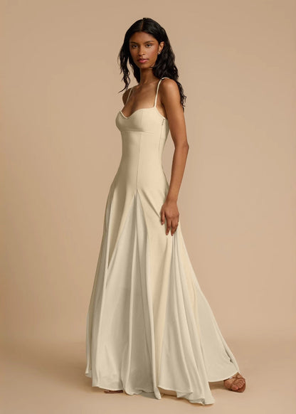 Cream Maxi Dress Lightweight Acetate Spaghetti Strap