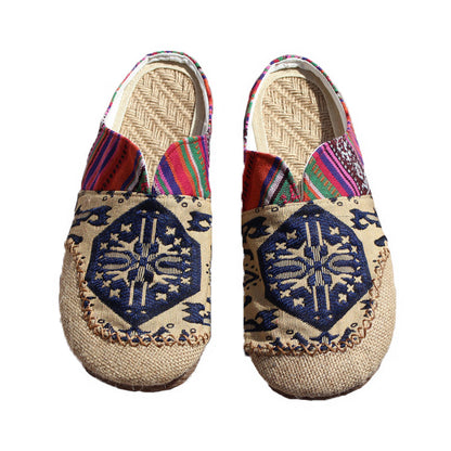 Lazy Shoes, Handmade Shoes, Cloth Shoes, Ethnic Style Beef Tendon Bottom Couple Style Linen Women'S Slippers