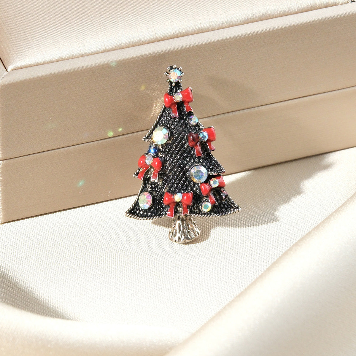 Elegant Crystal Pearl Christmas Tree Brooch