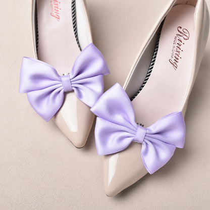 Bridal Wedding Accessories White Bow Shoe Clips Decorative Set