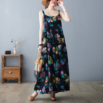 Summer New Women'S Suspender Skirt Age-Reducing Cotton And Linen Large Swing Cake Skirt