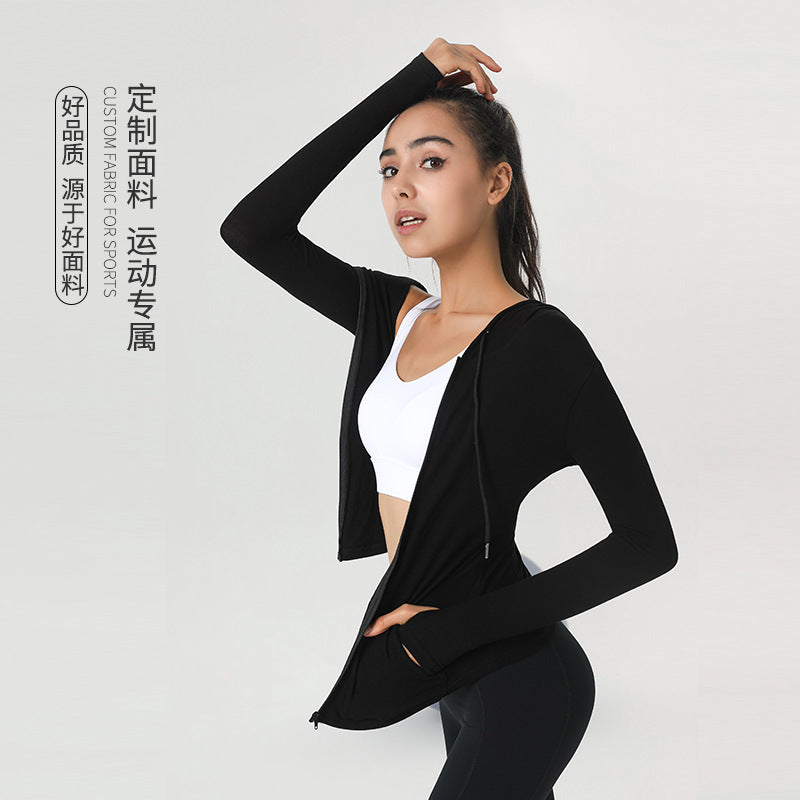 Sports Top Women'S Self-Cultivation Quick-Drying Long-Sleeved Short Casual Thin Coat Fitness Clothes