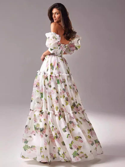 Off-Shoulder Chiffon Long Evening Dress For Women