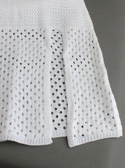 Solid Color Hollow Out Knitted Midi Dress