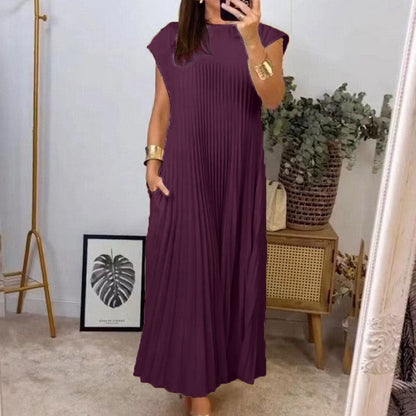 Elegant Sleeveless Pleated Maxi Dress for Women