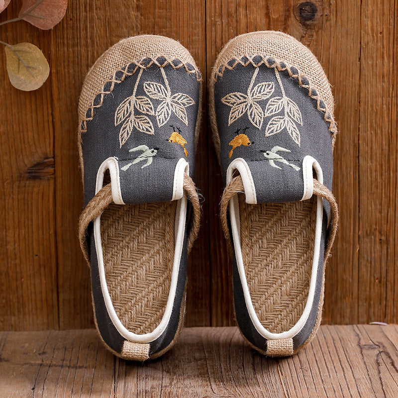 Ethnic Style Embroidered Cloth Shoes, New Hand-Embroidered Linen Shoes, Soft-Soled Breathable Woven Women'S Shoes