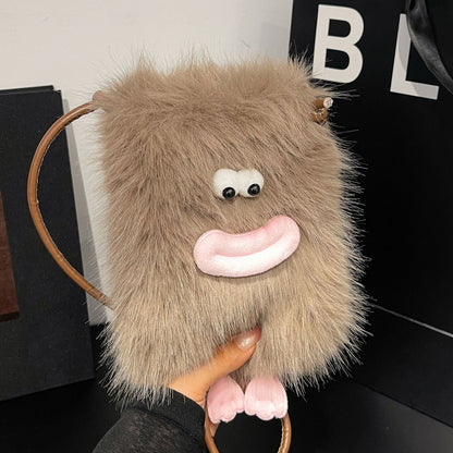 Trendy Plush Cartoon Mini Crossbody Phone Bag
