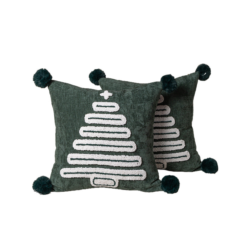Cute Square Christmas Pillow Case With Pom
