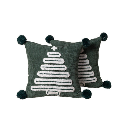Cute Square Christmas Pillow Case With Pom