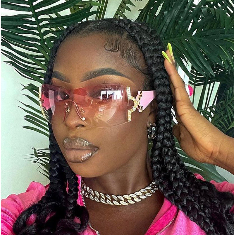 Y2K Style Oversized Rhinestone Sunglasses Trendy Fashion Eyewear