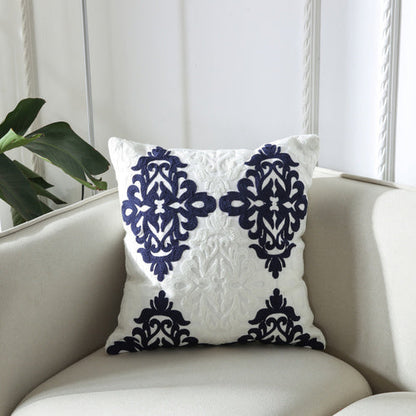 Towel Embroidered Cushion Cover Pillow Cover 45X45 Cotton Canvas Backrest Sofa Fresh Nordic Fashion