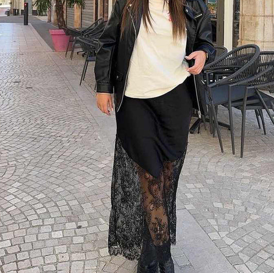 Elegant Lace Panel Sheath Skirt for Women