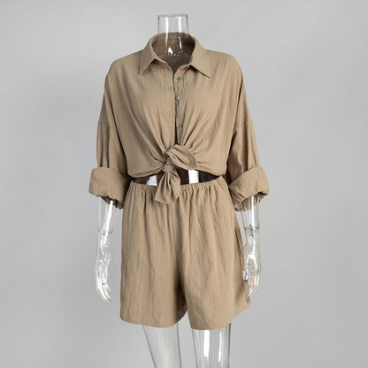 Summer Relaxed Fit Shirt And Shorts Set