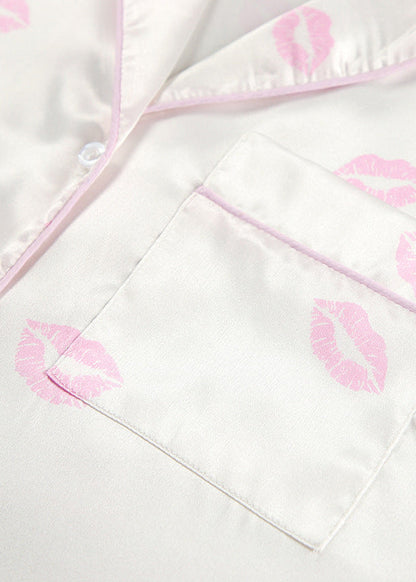 Satin Lounge Set With Kiss Print Design