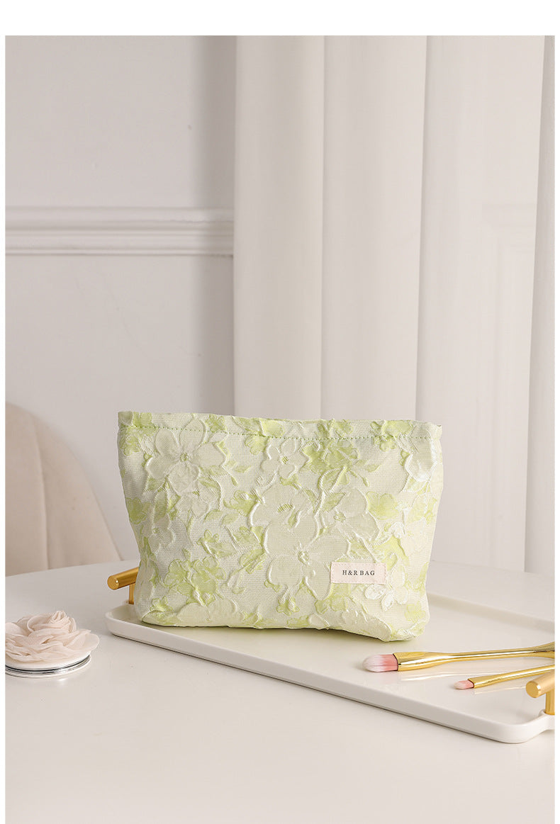Purple Floral Jacquard Cosmetic Bag