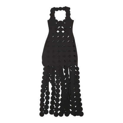 Sexy Hollow High-Waist Bodycon Maxi Dress