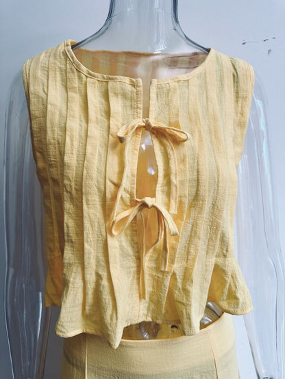6 Colors Breathable Cotton And Linen Pleated Sleeveless Straps, Women'S Shirts, High Street Long Skirts.