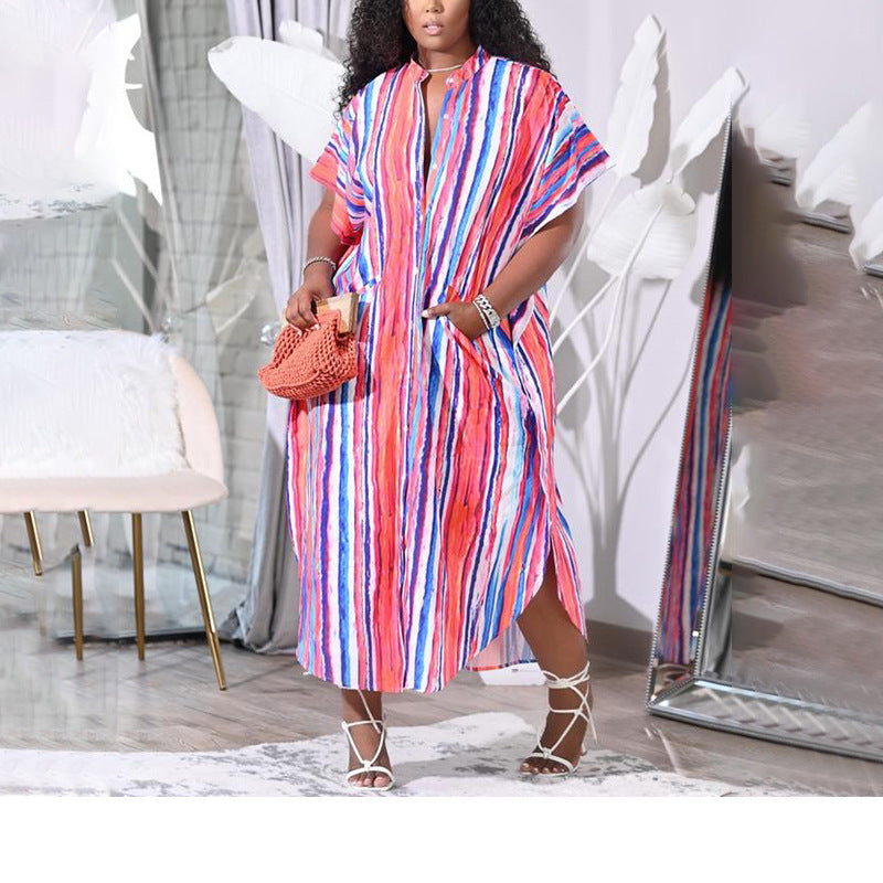 Fashionable Beach Cover-Up Dress With Button Detail