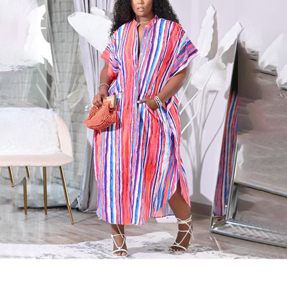 Fashionable Beach Cover-Up Dress With Button Detail