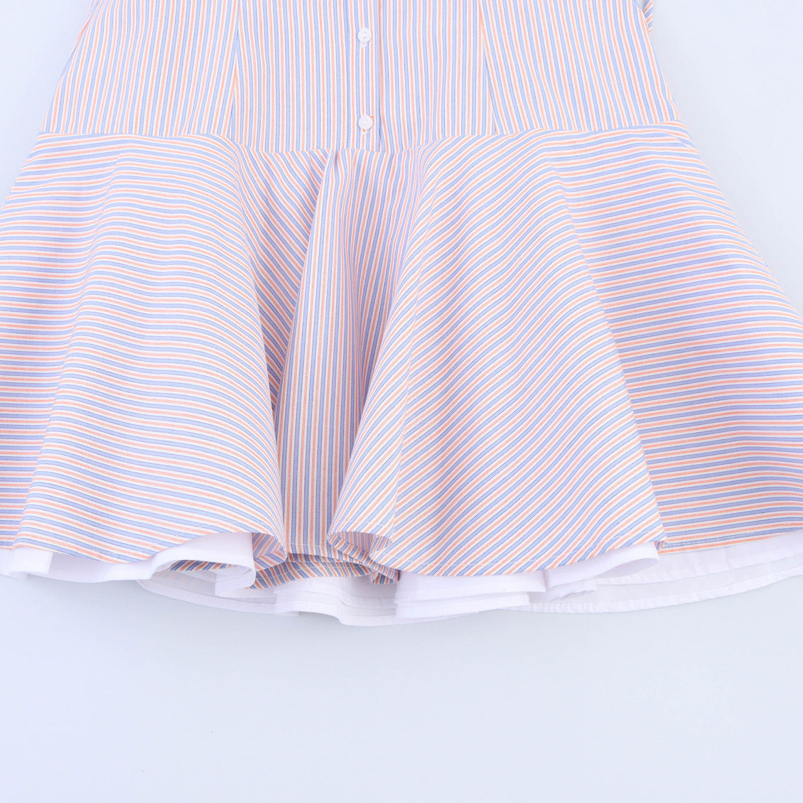 Sweet Striped Buttons String Puffy Mini Dresses