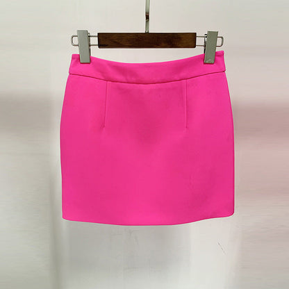 Fluorescent Pink Floral Embroidered Short Blazer