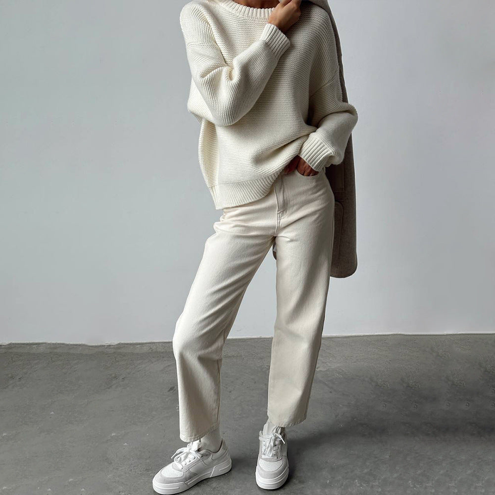 Round Neck Simple Loose Sweater