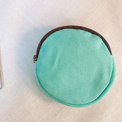 Round Cartoon Coin Purse Canvas Zipper Bag Cute and Customizable